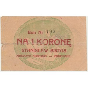 Zakopane, Magazyn nowości Stanisław Birtus - 1 korona