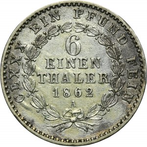 Germany, Duchy of Anhalt-Bernburg, Alexander Karl, 1/6 Thaler Berlin 1862 A
