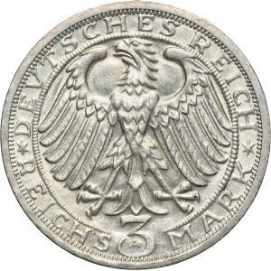 Germany, Weimar Republic, 3 Mark Berlin 1928 A - Naumburg