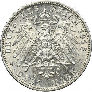 Germany, Duchy of Saxony-Meiningen, Georg II, 3 Mark Munich 1915