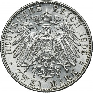 Germany, Saxony, Friedrich August III, 2 Mark Muldenhütten 1909