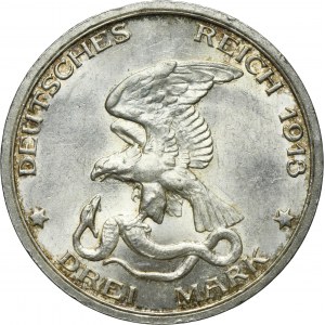 Germany, Kingdom of Prussia, Wilhelm II, 3 Mark Berlin 1913 A