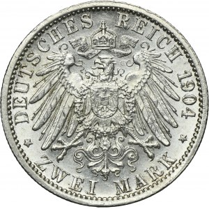 Germany, Hessen-Darmstadt, Ernst Ludwig, 2 Mark Berlin 1904 A