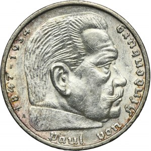 Germany, Third Reich, 5 Mark Berlin 1935 A - Hindenburg