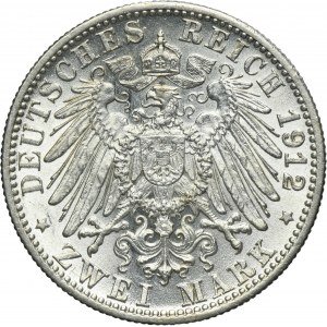 Germany, Kingdom of Württemberg, Wilhelm II, 3 Mark Stuttgart 1912 F
