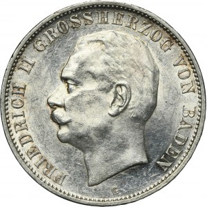 Allemagne, Grand-Duché de Bade, Frédéric II, 5 marks Karlsruhe 1913 G