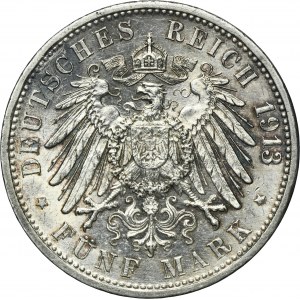 Allemagne, Grand-Duché de Bade, Frédéric II, 5 marks Karlsruhe 1913 G