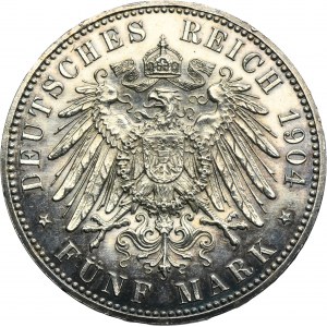 Germany, Hessen-Darmstadt, Ernst Ludwig, 5 Mark Berlin 1904 A