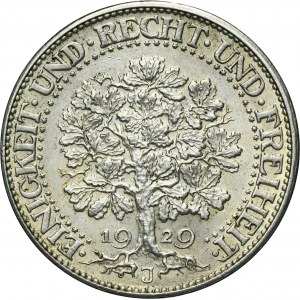 Germany, Weimar Republic, 5 Mark Hamburg 1929 J - Oak
