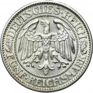 Germany, Weimar Republic, 5 Mark Hamburg 1929 J - Oak