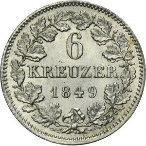 Germany, Kingdom of Bavaria, Ludwig I, 6 Kreuzer Munich 1849
