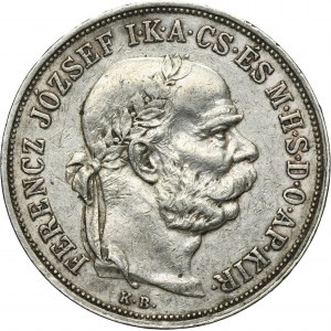 Hungary, Franz Joseph I, 5 Korona Kremnitz 1900 KB