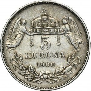 Hungary, Franz Joseph I, 5 Korona Kremnitz 1900 KB