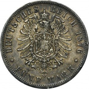 Germany, Kingdom of Prussia, Wilhelm I, 5 Mark Hannover 1876 B