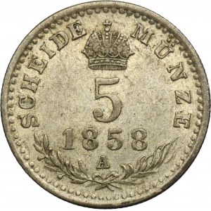 Austria, Franz Joseph I, 5 Kreuzer Wien 1858 A