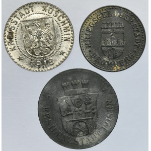 Lot, Posen, Bromberg and Koschmin, 10 Pfennigs 1917-1919 (3 pcs.)