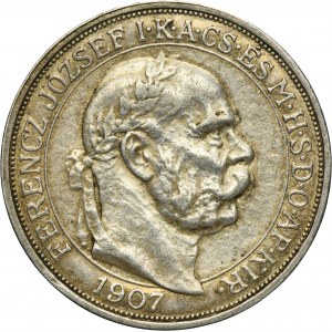 Hungary, Franz Joseph I, 5 Corona Kremnitz 1907 KB