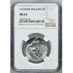 5 złotych 1974 Rybak - NGC MS63