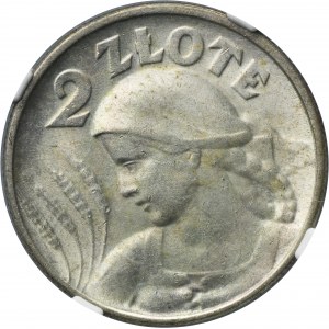 Kobieta i kłosy, 2 złote Filadelfia 1924 - ODWROTKA - NGC UNC DETAILS