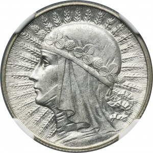 Głowa Kobiety, 5 złotych Warszawa 1934 - NGC AU58
