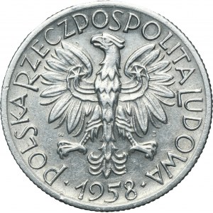 5 złotych 1958 Rybak - wąska ósemka