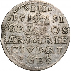 Sigismund III Vasa, 3 Groschen Riga 1591 - LI