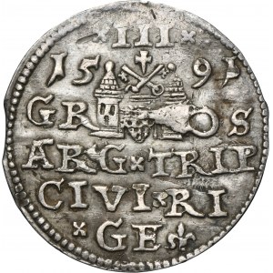 Sigismund III Vasa, 3 Groschen Riga 1591 - LI - UNLISTED