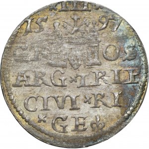 Sigismund III Vasa, 3 Groschen Riga 1597 - LI