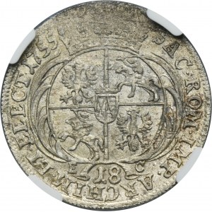 Augustus III of Poland, 18 Groschen Leipzig 1755 EC - NGC AU58