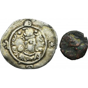 Lot, Sasanids, Drachm and AE (2 pcs.)
