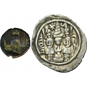 Lot, Sasanids, Drachm and AE (2 pcs.)