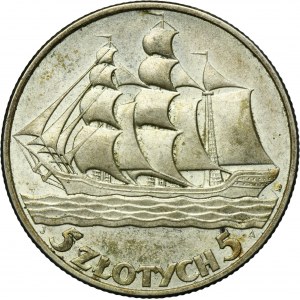 Żaglowiec, 5 złotych 1936