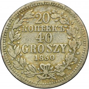 20 kopeck = 40 groszy Warsaw 1850 MW - RARE