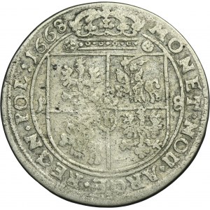 Jan Kazimierz, Ort Kraków 1668 TLB - RZADKI, Wappen Leliwa