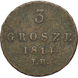 Dutchy of Warsaw, 3 groschen Warsaw 1814 IB