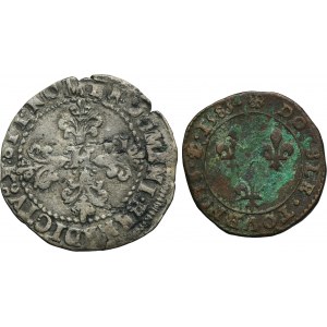Lot, Henry III of France, 1/2 Franc and Double Tournois (2 pcs.)