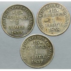 Satz, 15 Kopeken = 1 Zloty Warschau (3 Stk.)