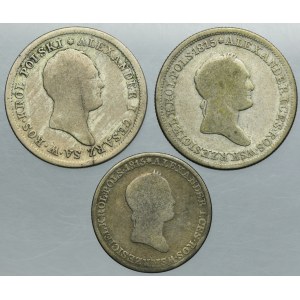 Lot, Polish Kingdom, 1 Zloty and 2 Zlote (3 pcs.)