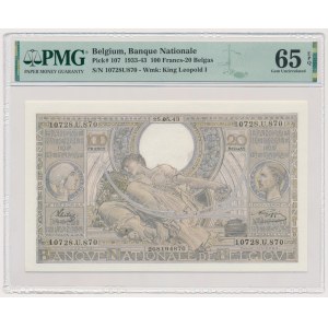 Belgium, 100 Francs=20 Belgas 1943 - PMG 65 EPQ