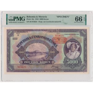 Bohemia & Moravia, 5.000 Korun 1920 (1943) - SPECIMEN - PMG 66 EPQ