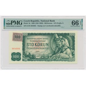 Czech Republik, 100 Korun 1961 (1993) - with stamp - PMG 66 EPQ