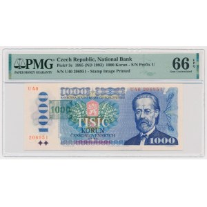 Czech Republic, 1.000 Korun 1985 (1993) - with stamp image printed - PMG 66 EPQ