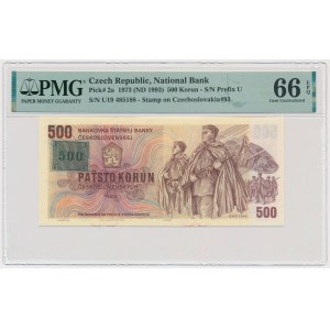 Czech Republic, 500 Korun 1993 (1973) - with stamp - PMG 66 EPQ