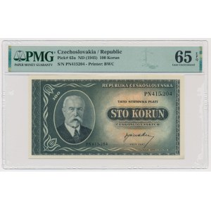 Czechoslovakia, 100 Korun (1945) - PMG 65 EPQ