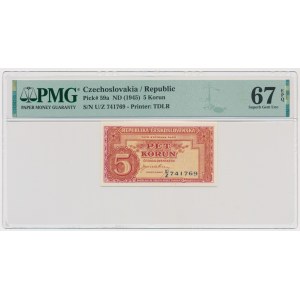 Czechoslovakia, 5 Korun (1945) - PMG 67 EPQ - TOP POP