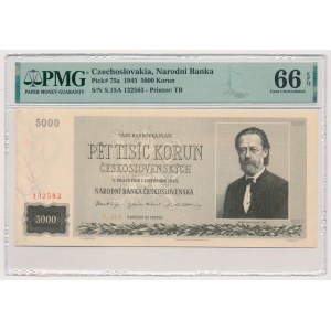 Czechoslovakia, 5.000 Korun 1945 - PMG 66 EPQ
