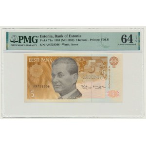 Estonia, 5 Krooni 1991 - PMG 64 EPQ