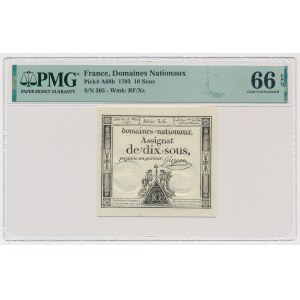 Frankreich, 10 sous 1793 - PMG 66 EPQ