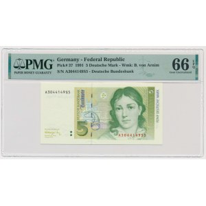 Germany, 5 Mark 1991 - PMG 66 EPQ