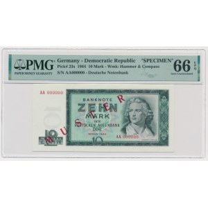 German Democratic Republic, 10 Mark 1964 - SPECIMEN - PMG 66 EPQ - TOP POP